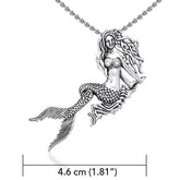 Movable Mermaid Silver Pendant with Gemstone And Chain Set TSE748 - DiveSilver Jewelry